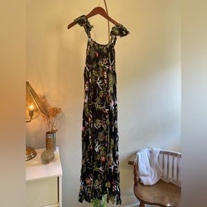Flower Dress off the shoulder with double leg split.